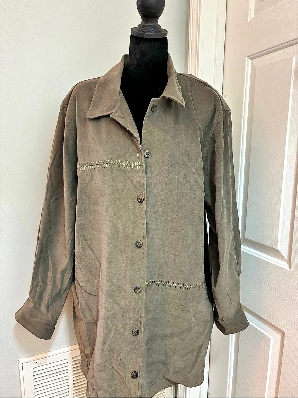 Vintage 90’s Faux Suede Monterey by Koret Utility Jacket Brown Large Like New